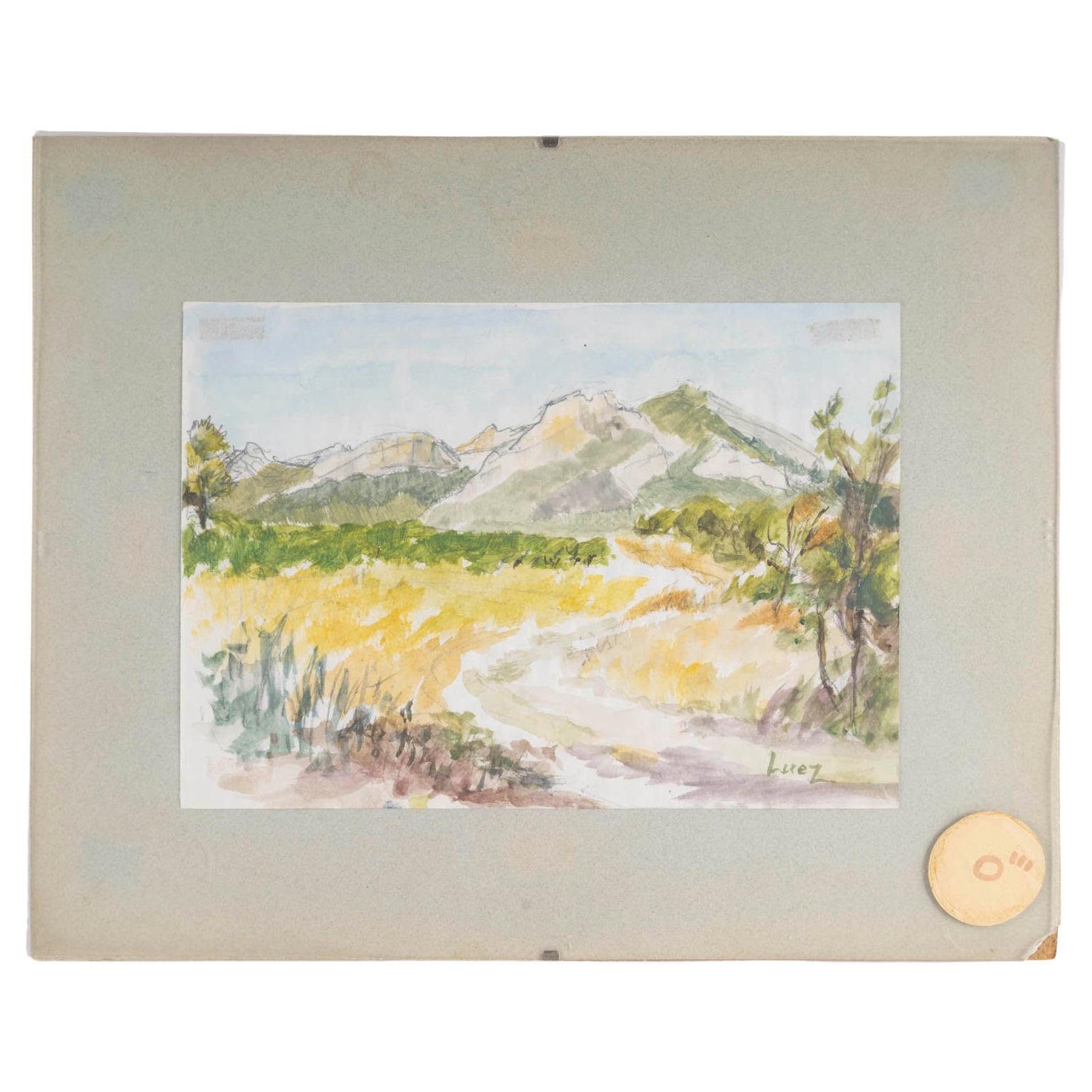 Watercolour on Paper by Evelyne Luez, Framed Under Glass.