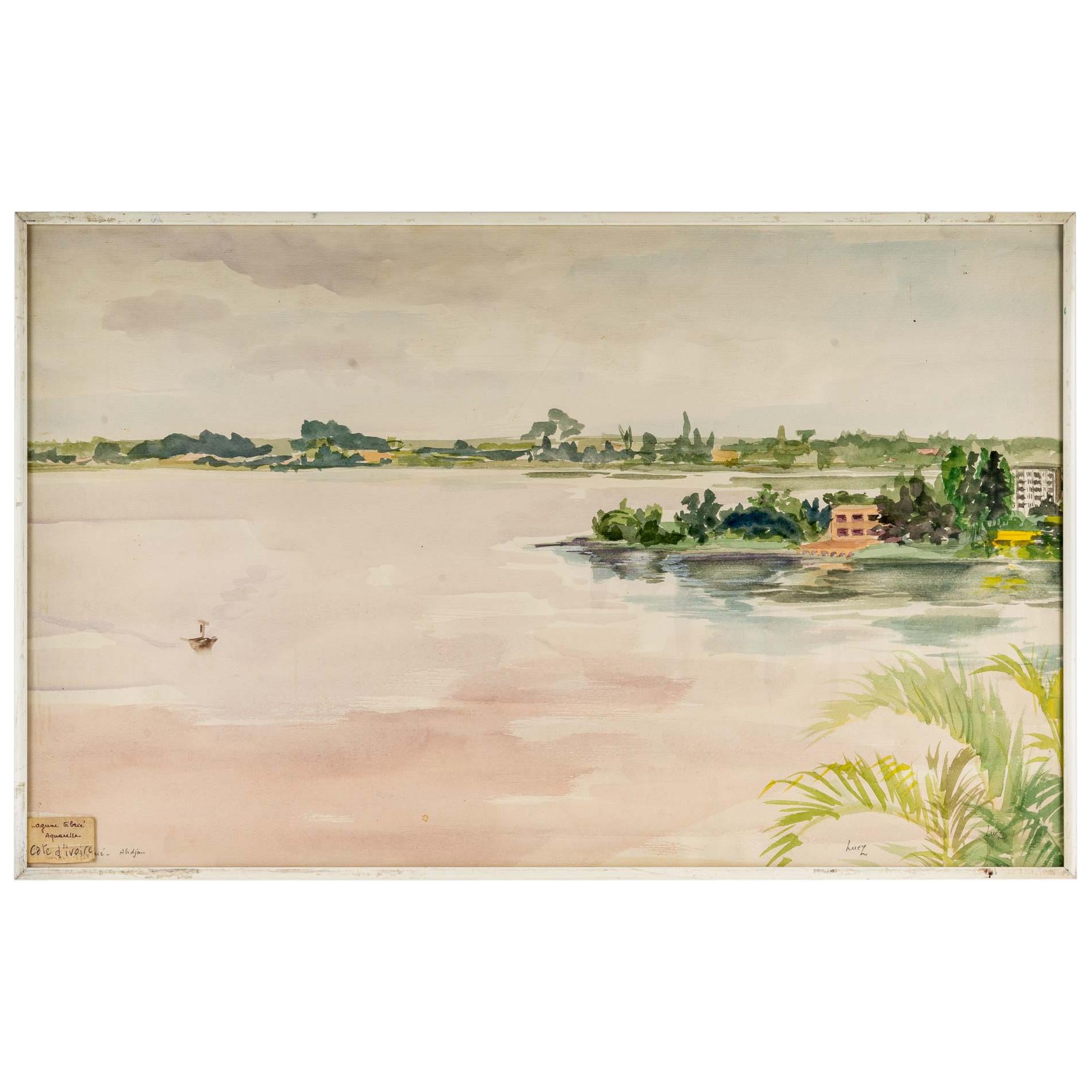 Aquarell auf Papier von Luez „Die elfenbeinfarbene Küste“