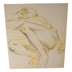 Watercolour on Paper Depicting a Man Lying Down, 20th Century.