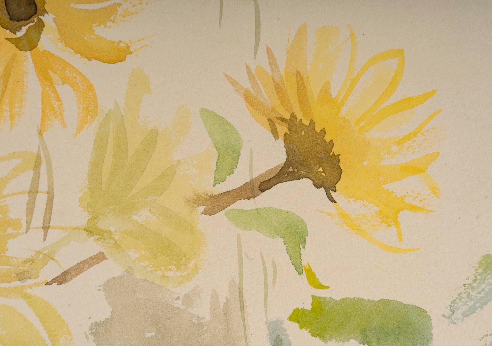 Aquarell auf Papier eines Blumenstraußes, 1950-1960. (Moderne der Mitte des Jahrhunderts) im Angebot