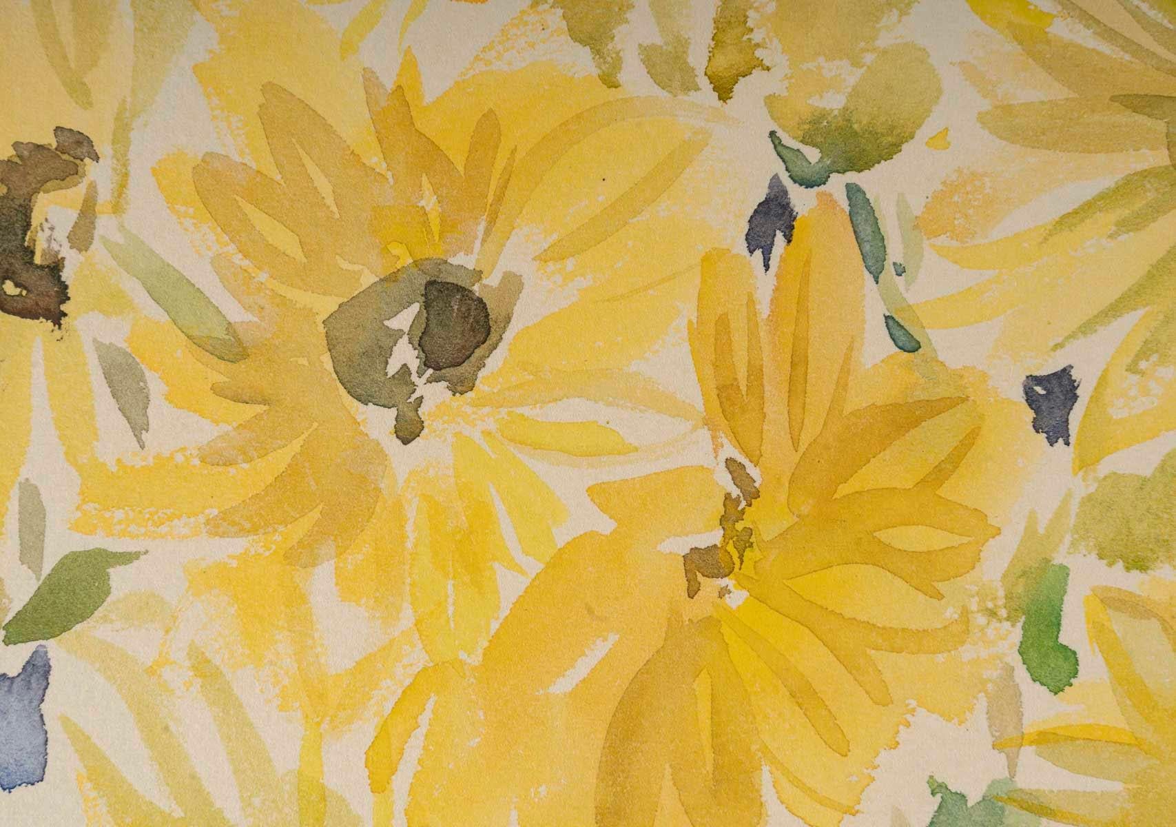 Aquarell auf Papier eines Blumenstraußes, 1950-1960. (Französisch) im Angebot