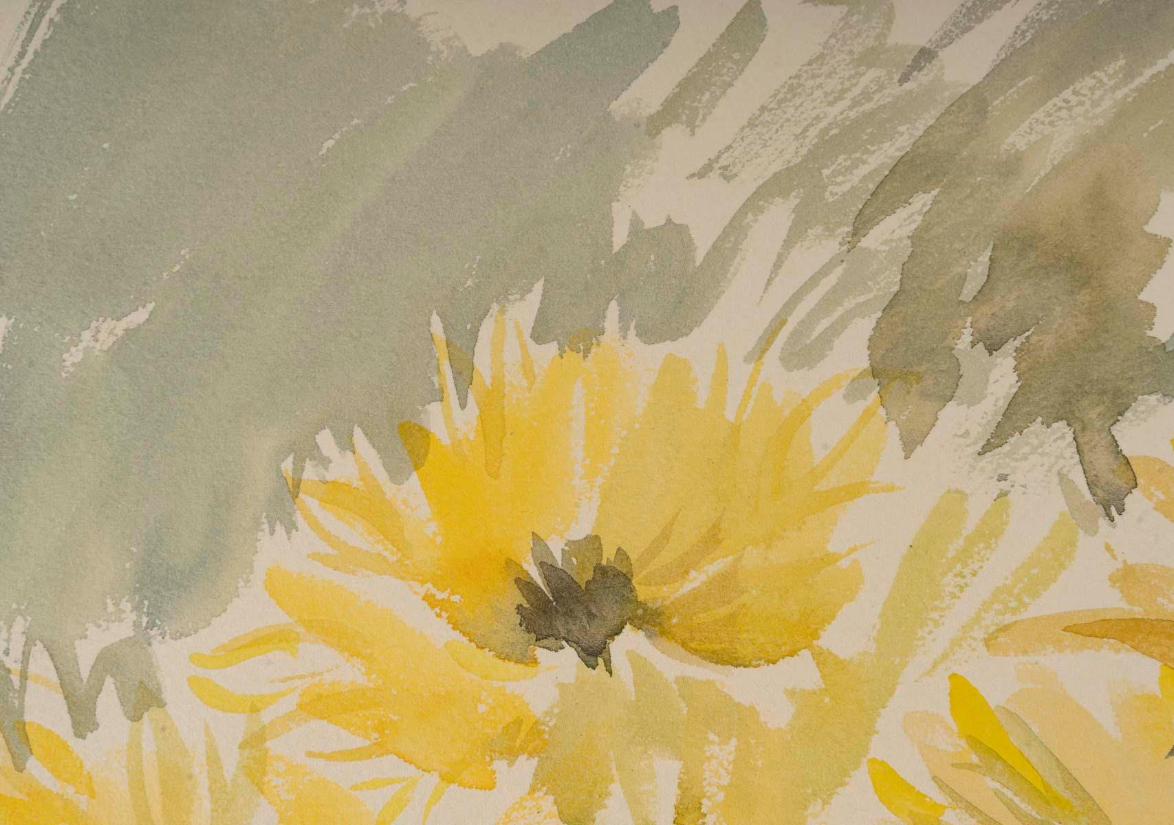 Aquarell auf Papier eines Blumenstraußes, 1950-1960. im Zustand „Gut“ im Angebot in Saint-Ouen, FR