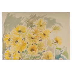 Aquarelle sur papier d'un bouquet de fleurs, 1950-1960.