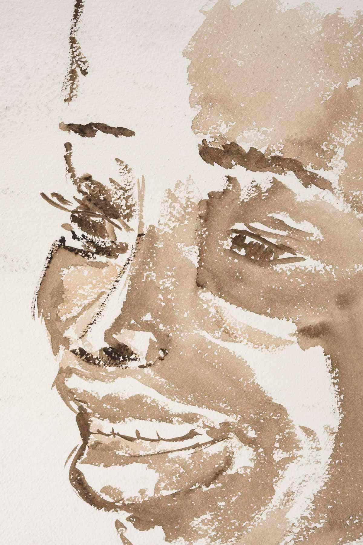 Aquarell auf Papier, Porträt einer afrikanischen Frau, 20. Jahrhundert. (Moderne der Mitte des Jahrhunderts) im Angebot