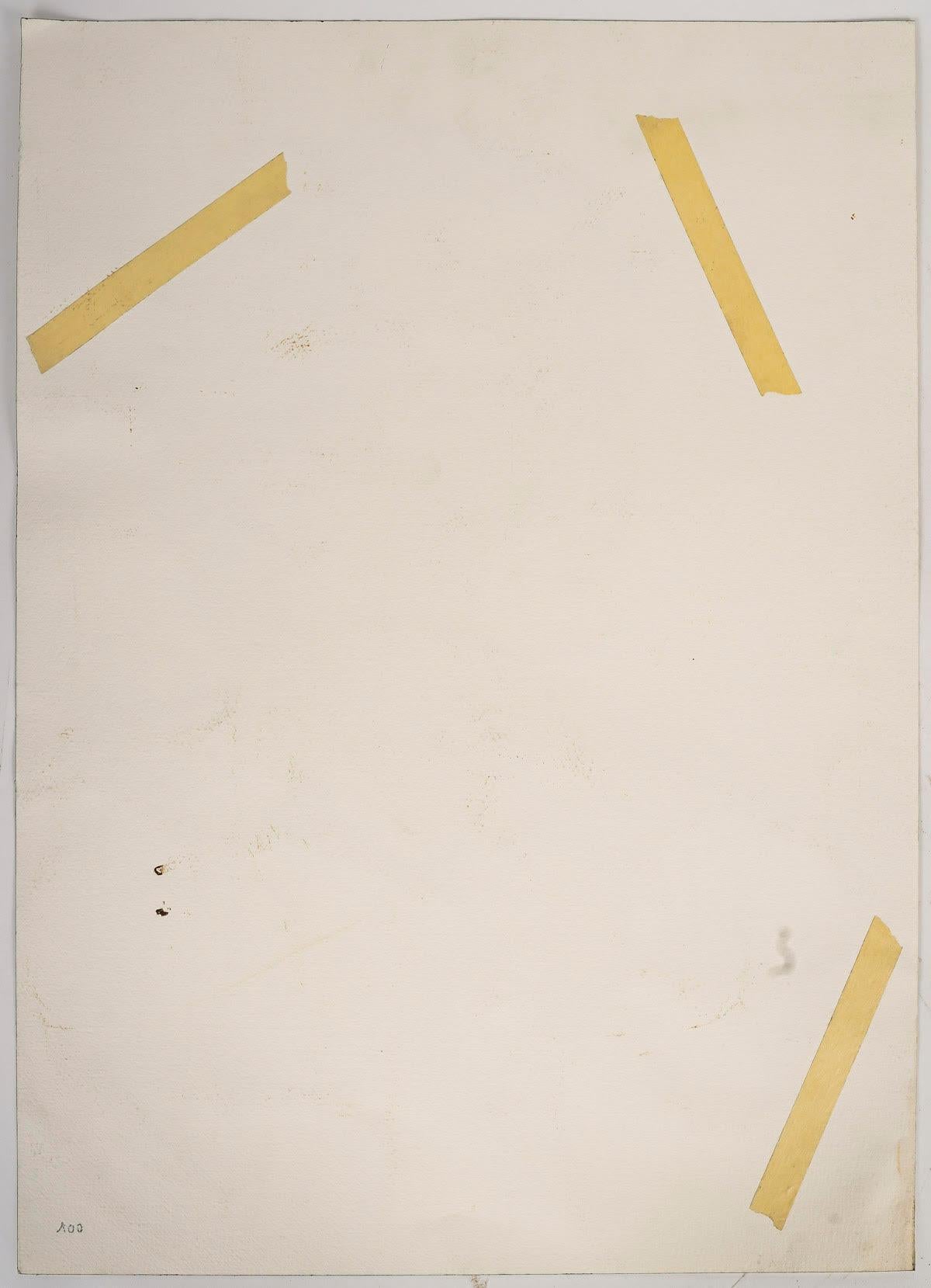 Paper Watercolour Portrait of a Man by Evelyne Luez, 20th Century. For Sale
