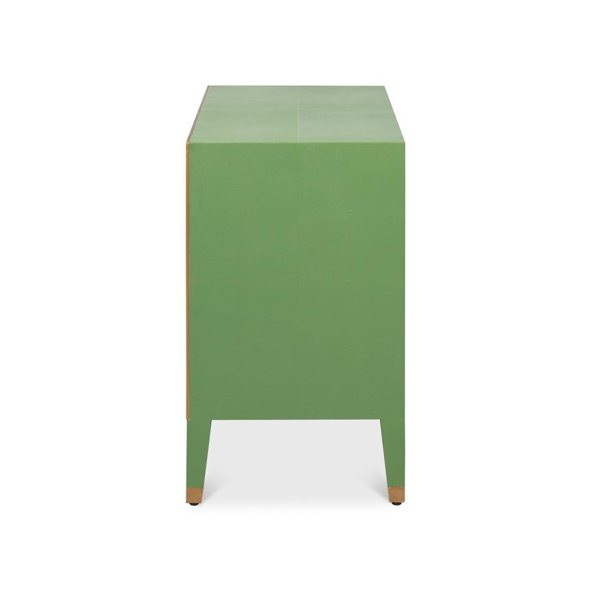 Cuir Table de nuit moderne vert écaille en vente