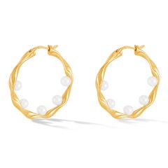 Waterfall Baroque Pearl Hoops In Gold Vermeil
