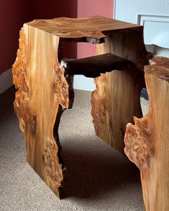 Waterfall bedside Table Burr Elm