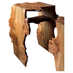 Waterfall bedside Table Burr Elm