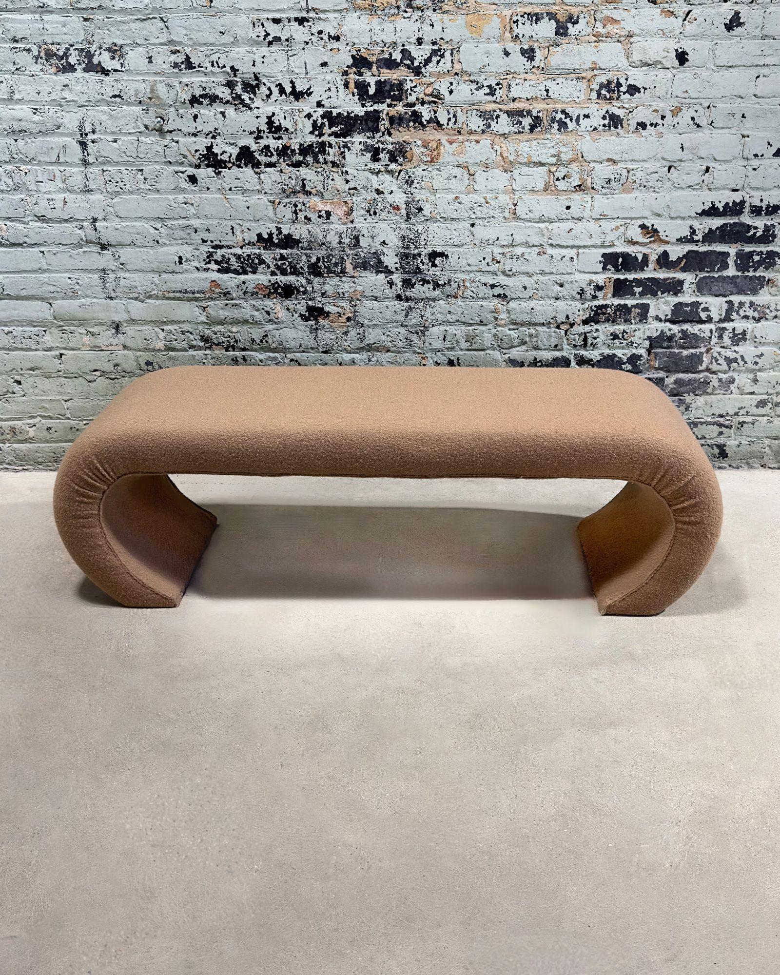 Mid-Century Modern Waterfall Bench in Boucle, 1970 For Sale