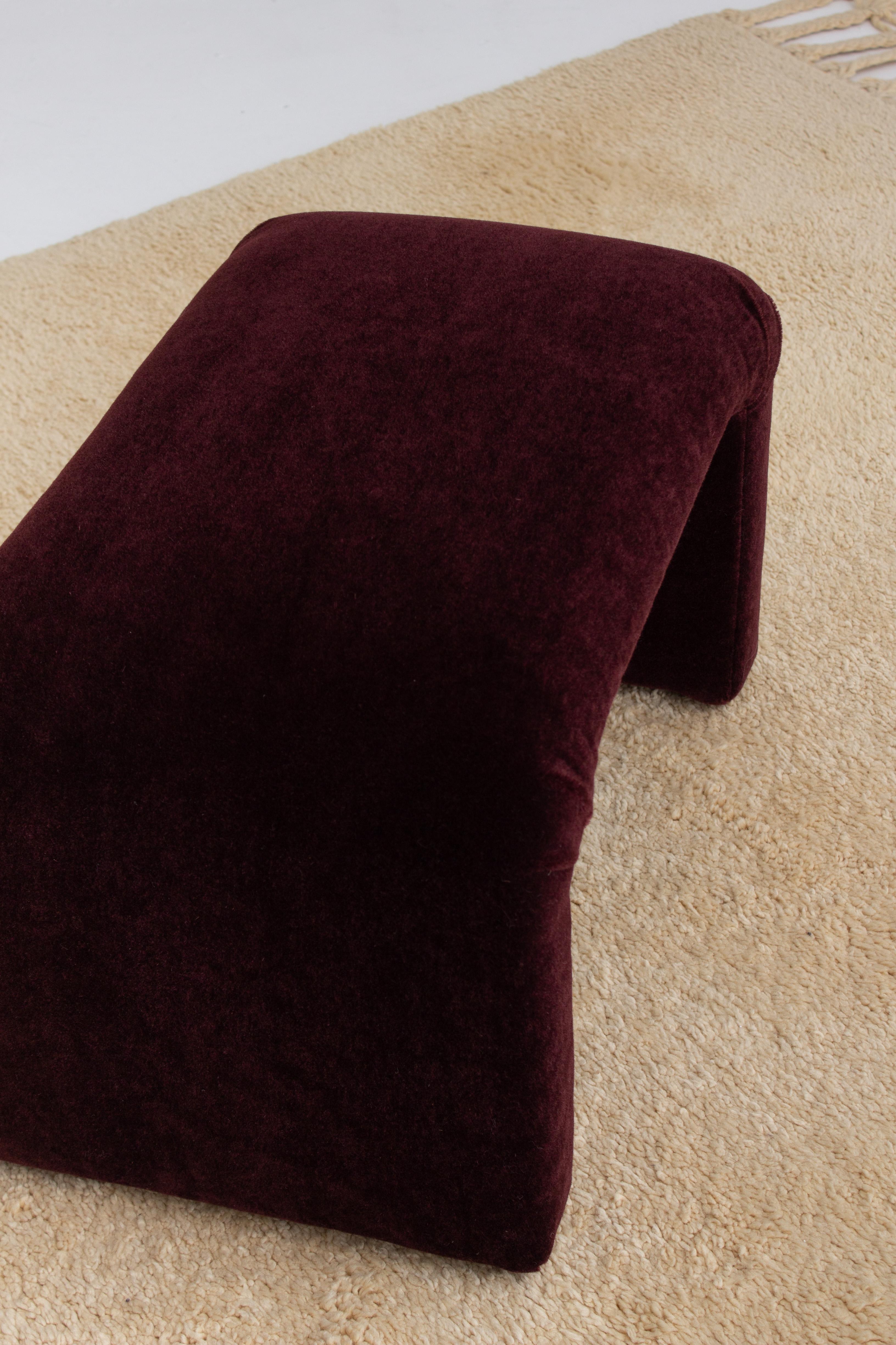 Waterfall Bench in Crimson Mohair 4