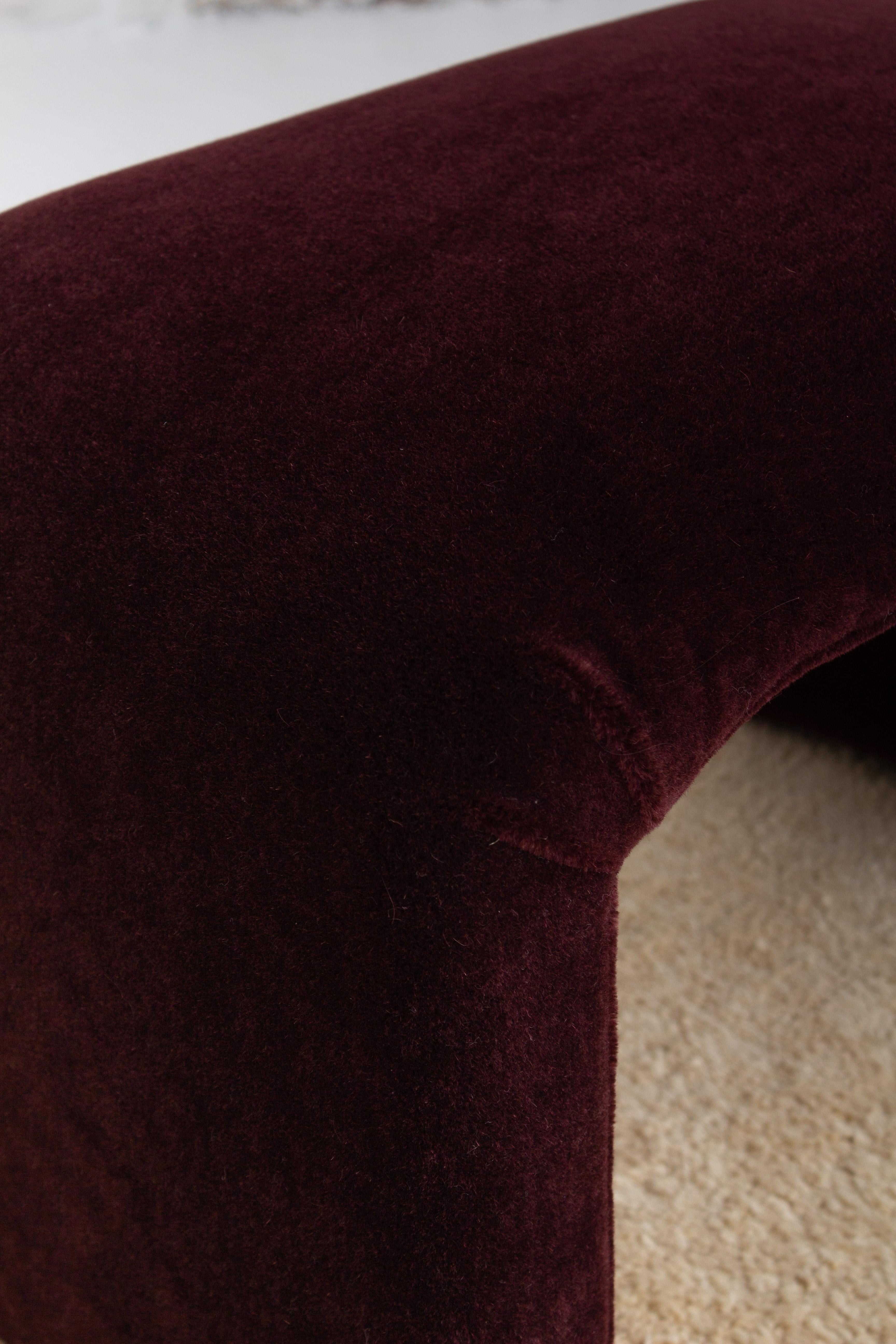 Waterfall Bench in Crimson Mohair 5