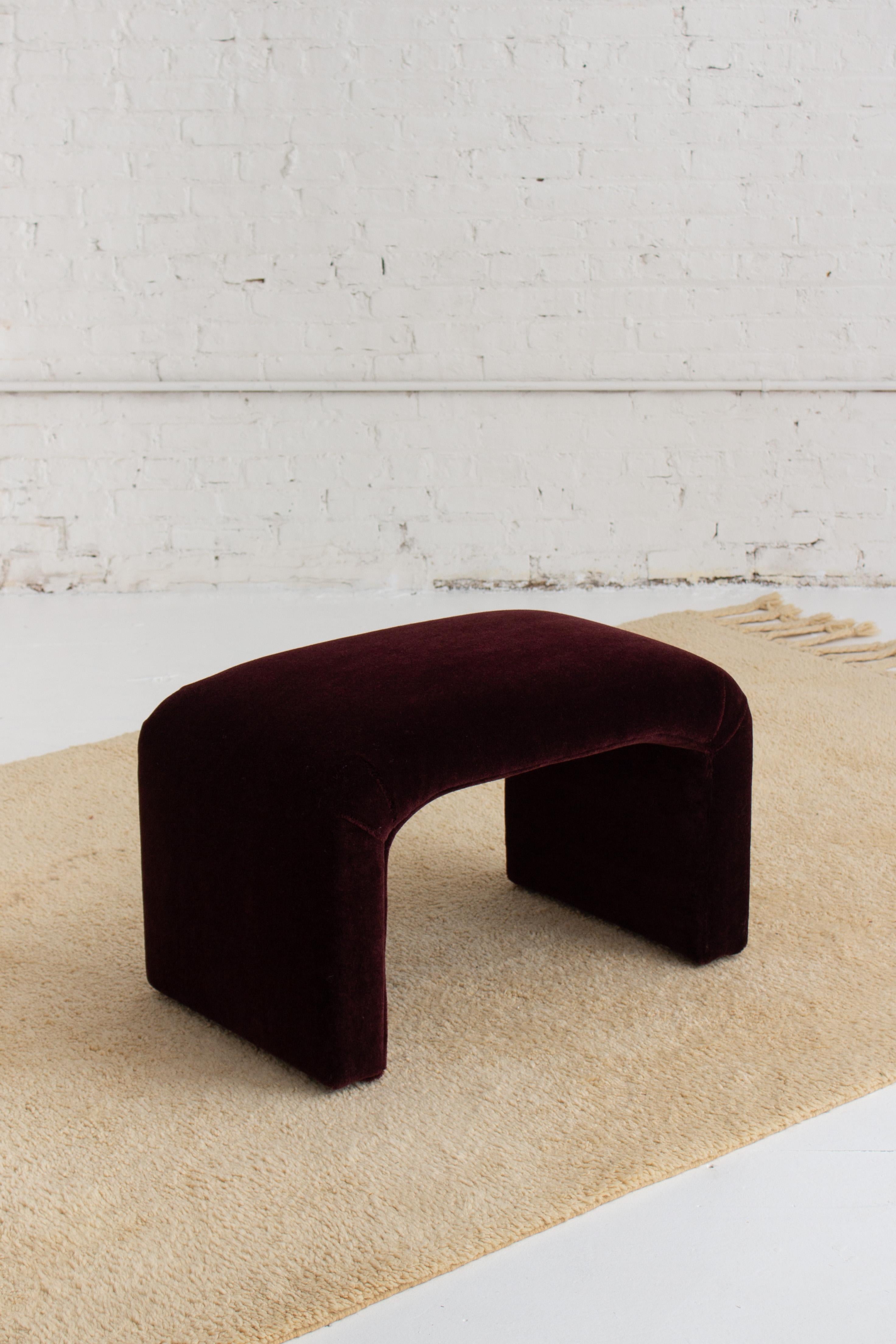 Hollywood Regency Waterfall Bench in Crimson Mohair