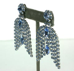 Waterfall Blue Crystal Earclips