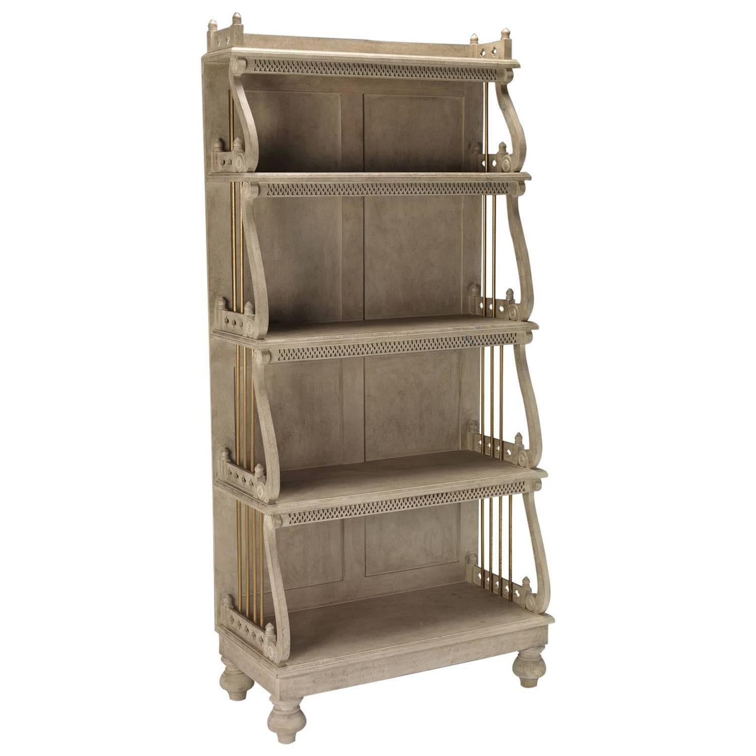 English Waterfall Bookcase For Sale