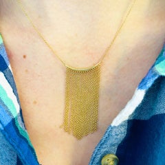 Waterfall Chain Necklace, 14 Karat Yellow Gold Curved Bar, NeckMess