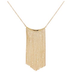 Waterfall Chain Necklace, 14 Karat Yellow Gold Curved Bar, NeckMess