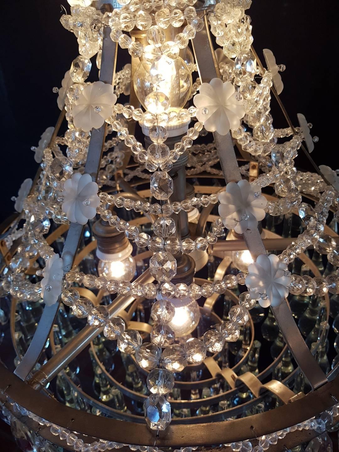Waterfall Chandelier in Nickel/ Silver Color empire For Sale 4