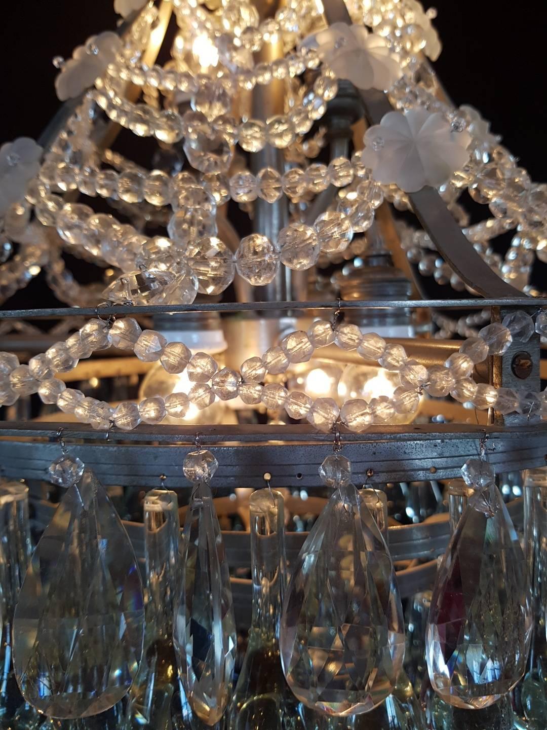 Waterfall Chandelier in Nickel/ Silver Color empire For Sale 3