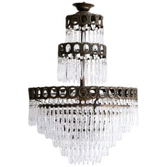Antique Waterfall Chandelier with Faceted Drops