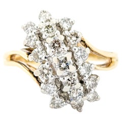 Vintage Waterfall Cluster 1.00ctw Diamond Ring In Yellow Gold