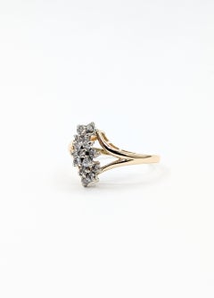 Waterfall Cluster Diamond Ring in 14k Yellow Gold