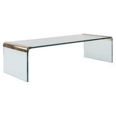 Table basse cocktail Waterfall en laiton et verre par Leon Rosen pour Pace