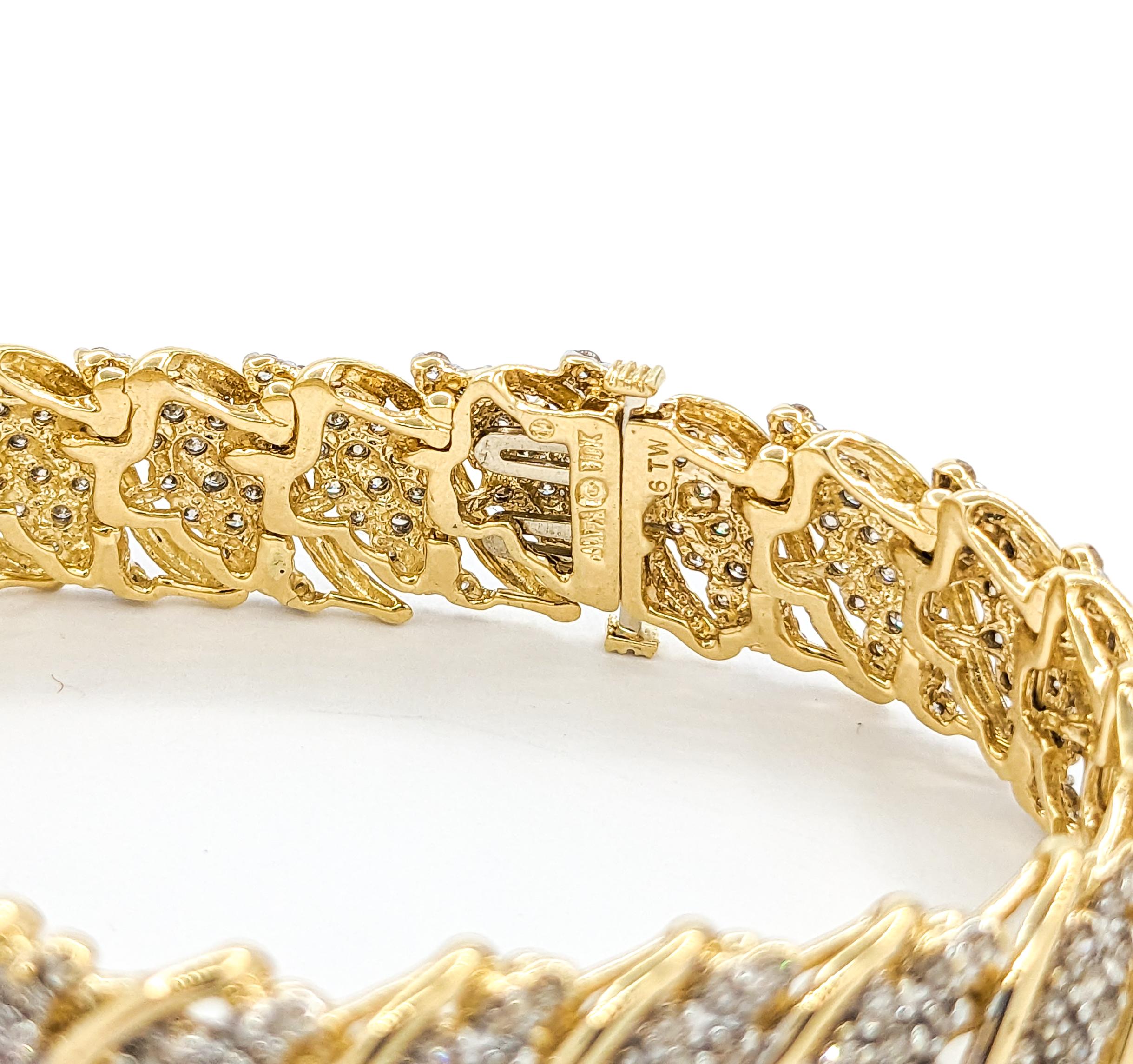 Bracelet à maillons en or jaune avec diamant de 6,00ctw et cascade de style cocktail en vente 4