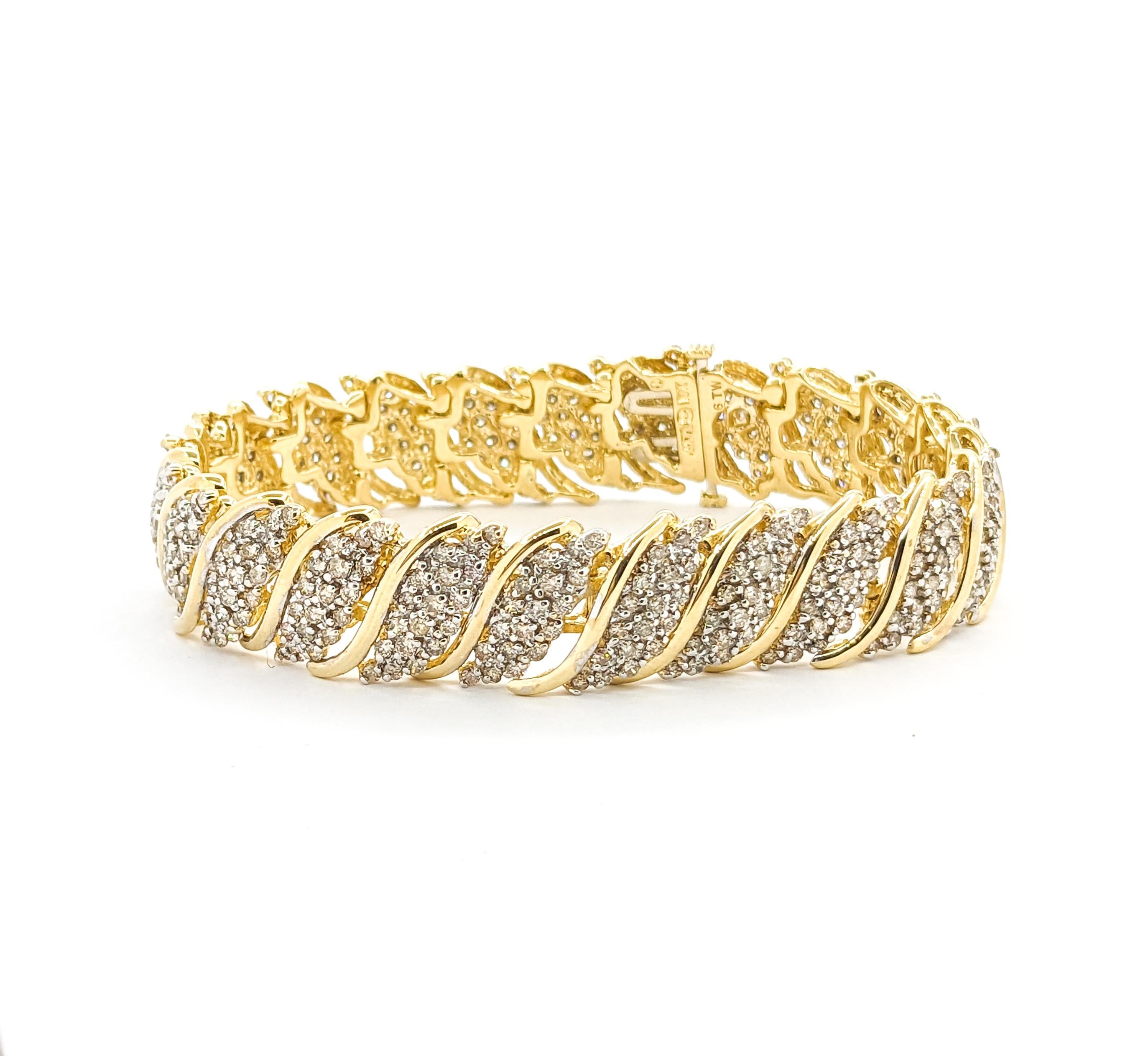 Bracelet à maillons en or jaune avec diamant de 6,00ctw et cascade de style cocktail en vente 5