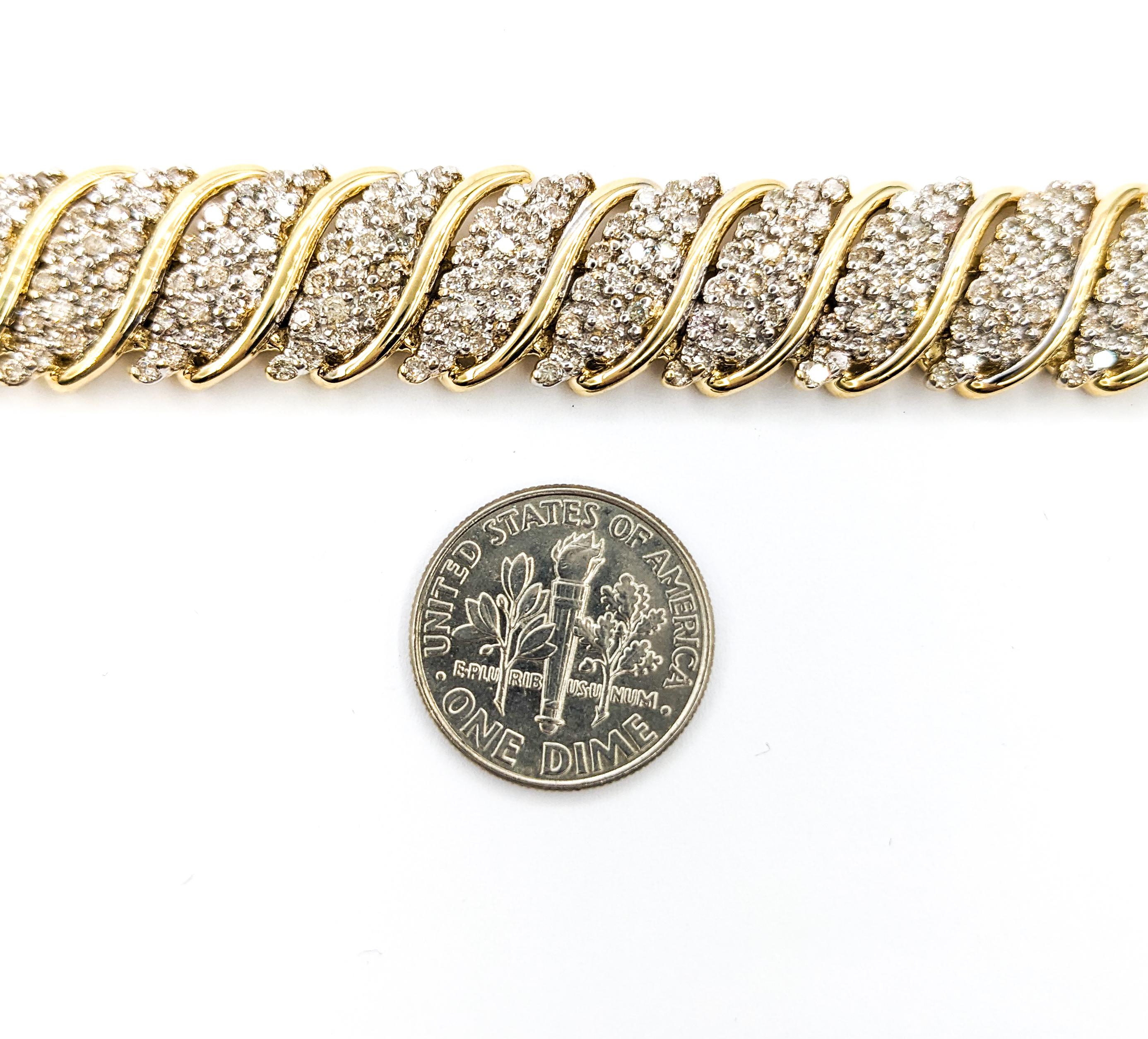 Contemporain Bracelet à maillons en or jaune avec diamant de 6,00ctw et cascade de style cocktail en vente