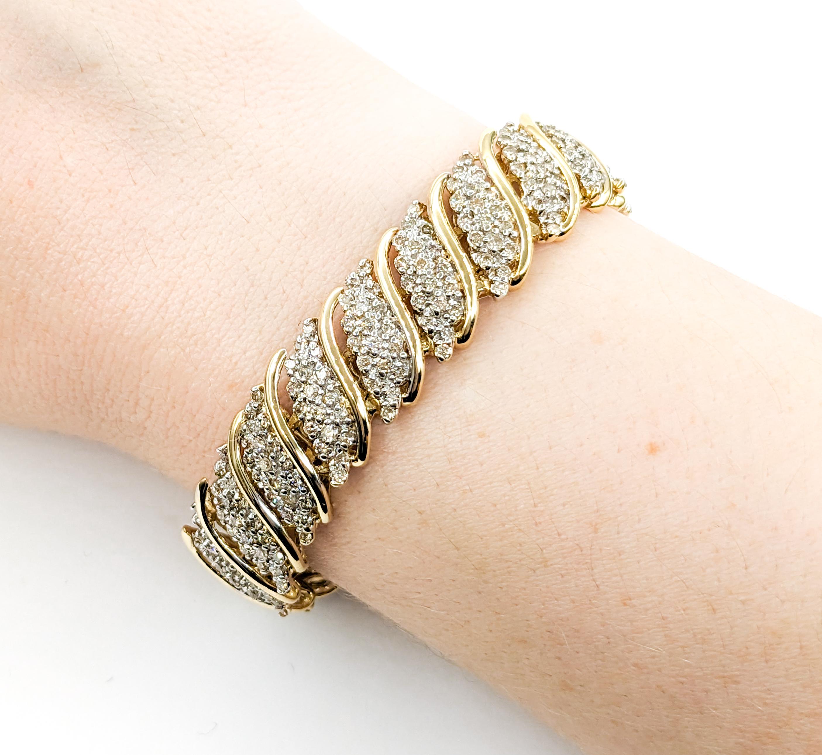 Bracelet à maillons en or jaune avec diamant de 6,00ctw et cascade de style cocktail Excellent état - En vente à Bloomington, MN