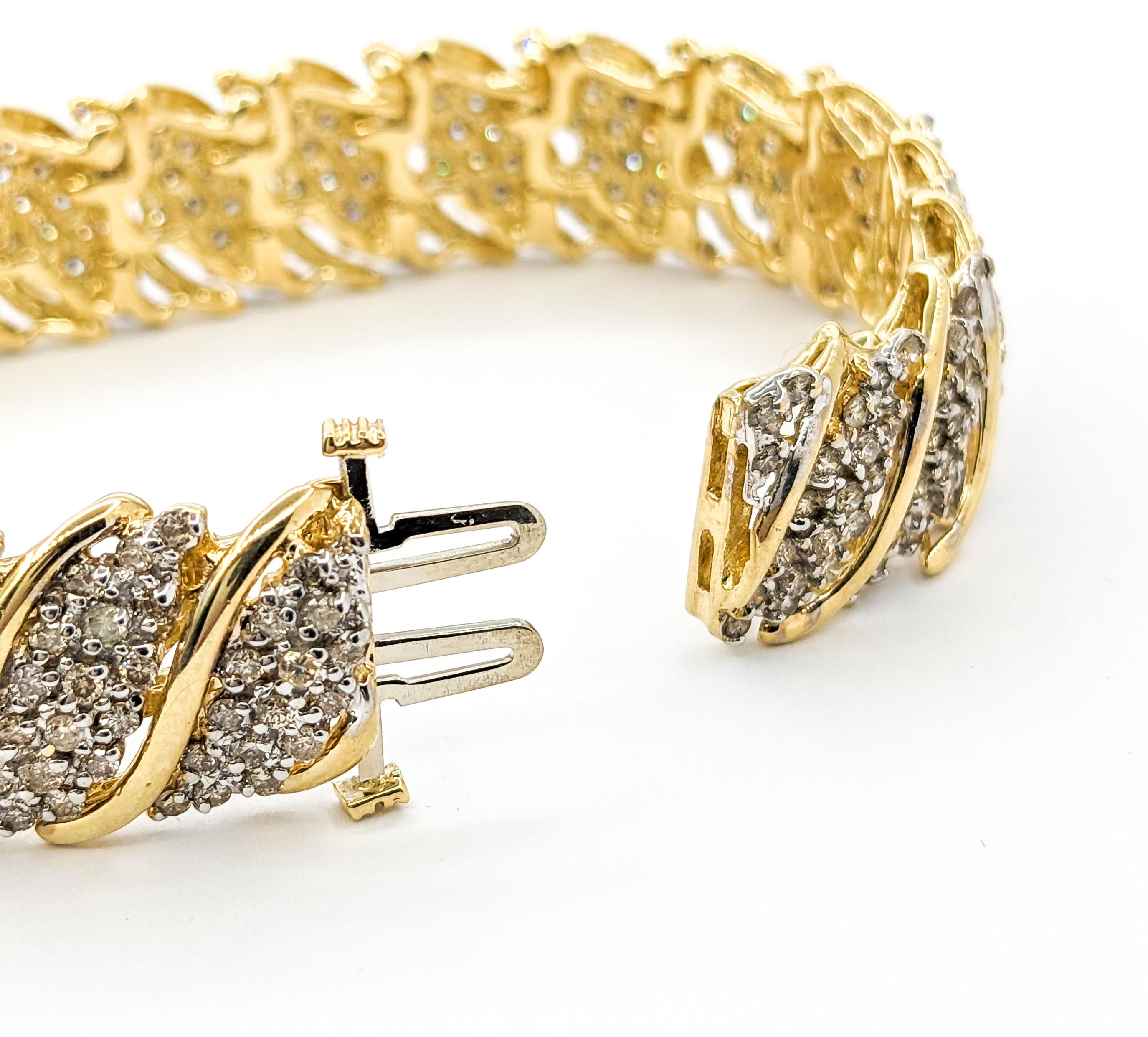 Bracelet à maillons en or jaune avec diamant de 6,00ctw et cascade de style cocktail Pour femmes en vente