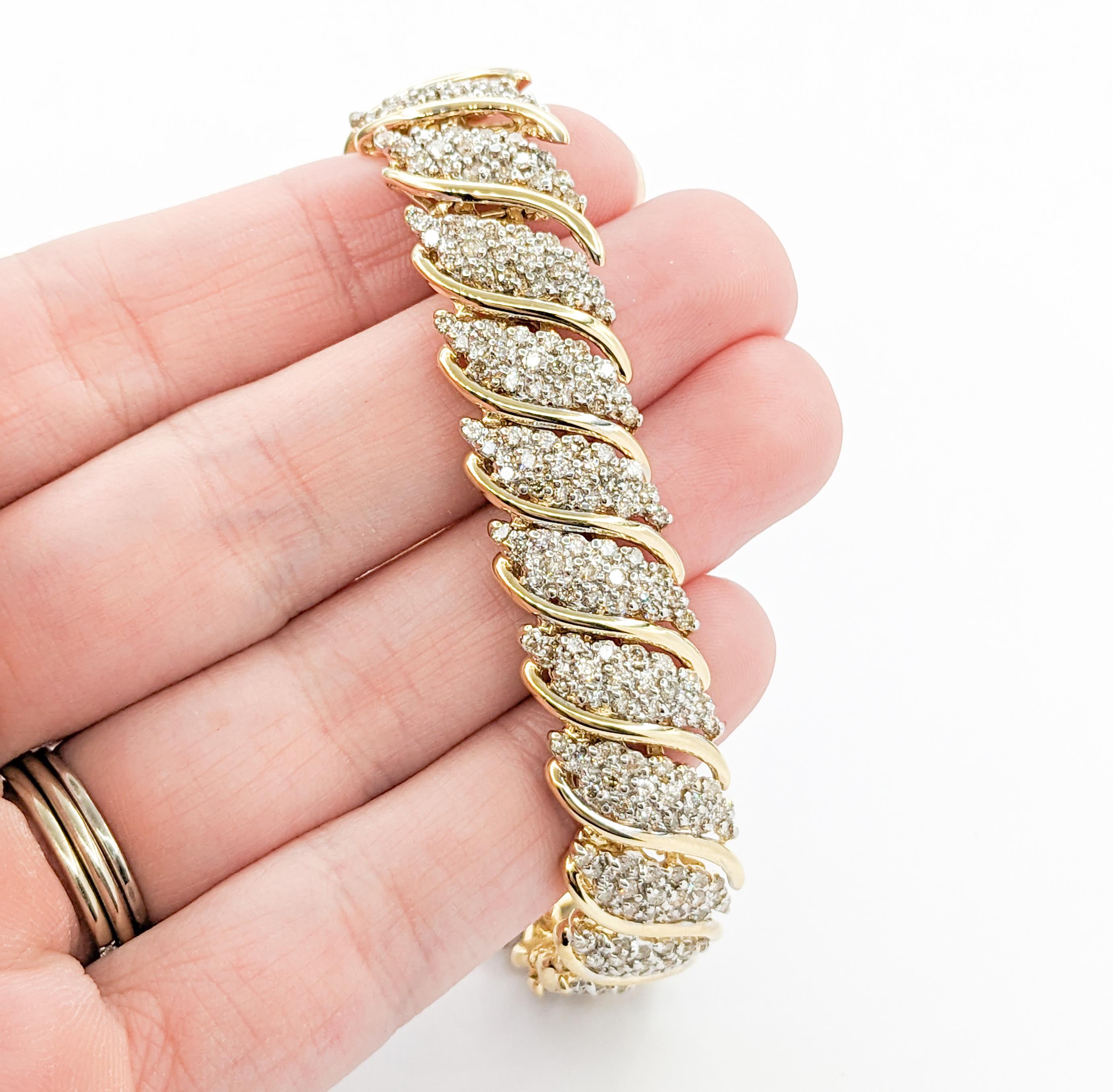 Bracelet à maillons en or jaune avec diamant de 6,00ctw et cascade de style cocktail en vente 1