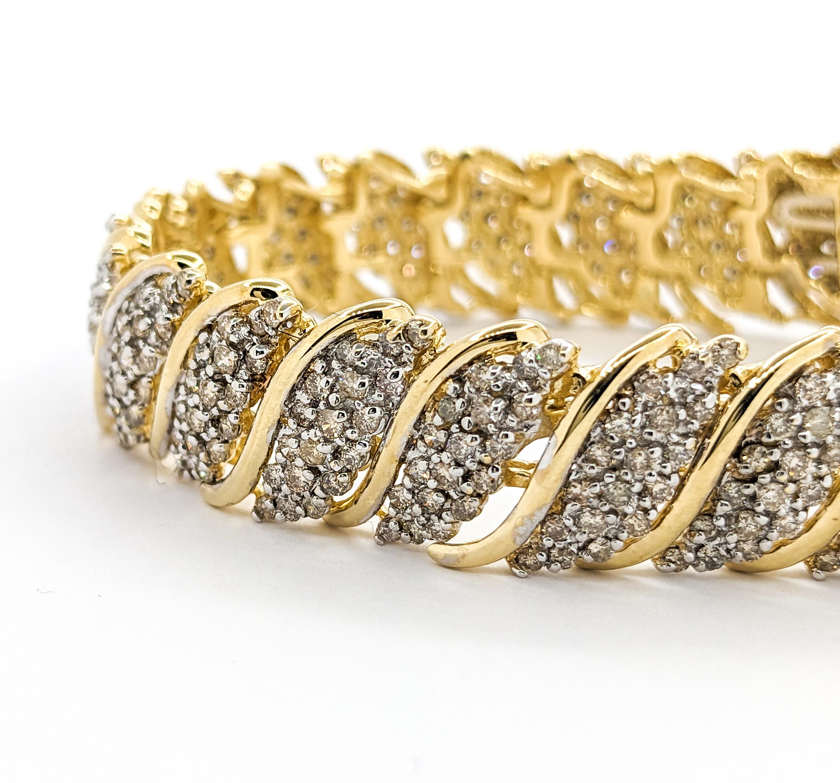 Bracelet à maillons en or jaune avec diamant de 6,00ctw et cascade de style cocktail en vente 2