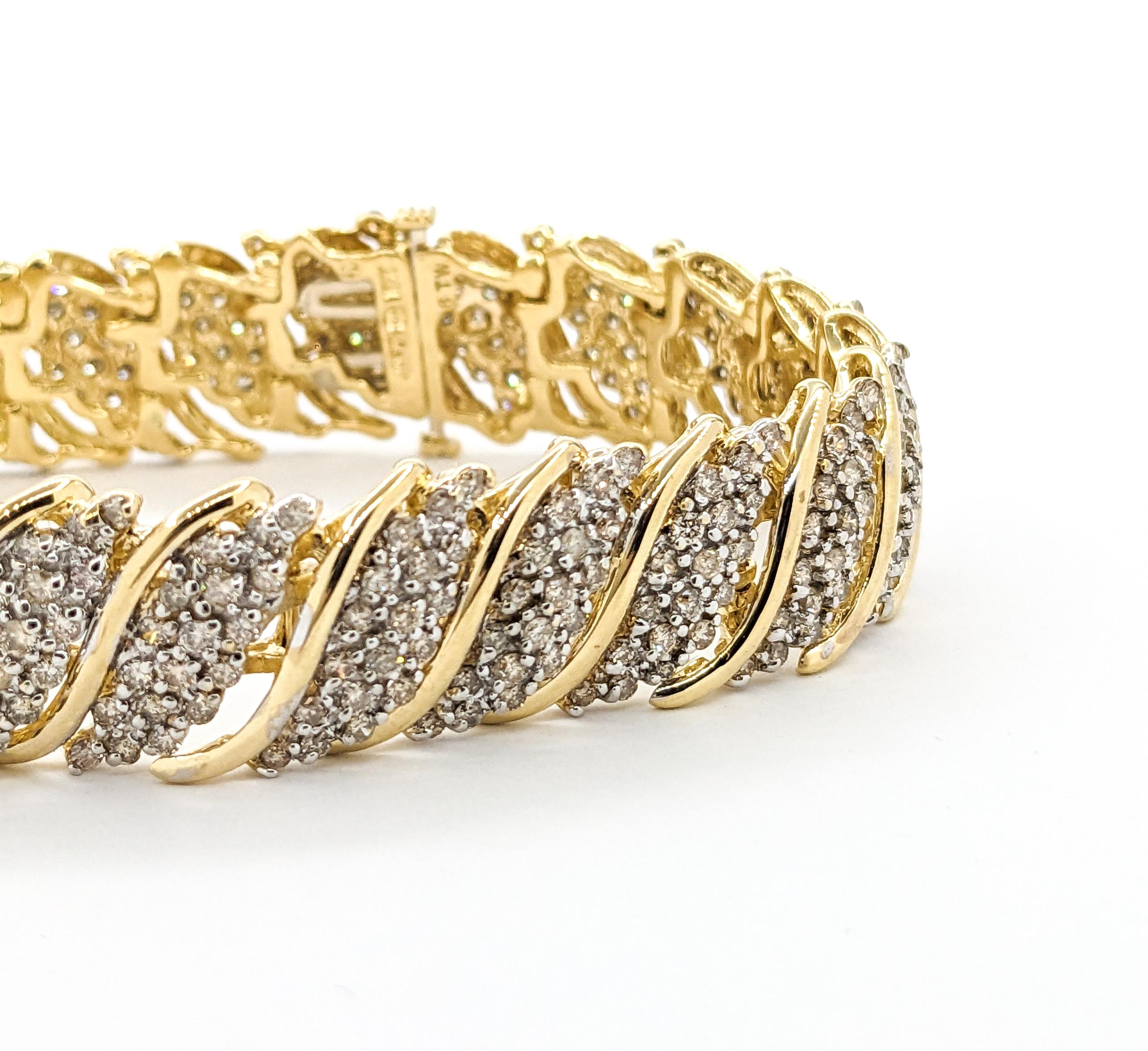 Bracelet à maillons en or jaune avec diamant de 6,00ctw et cascade de style cocktail en vente 3
