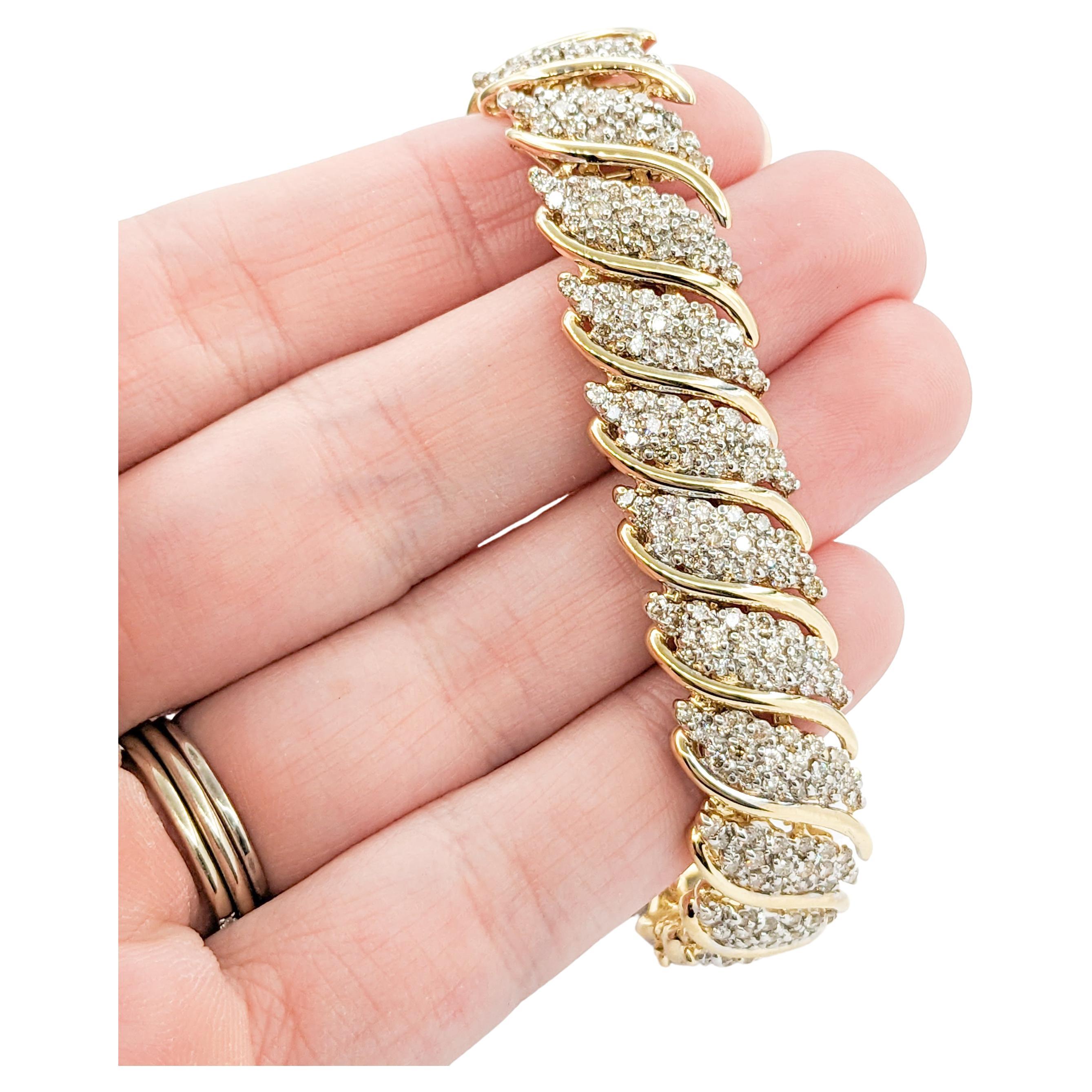 Bracelet à maillons en or jaune avec diamant de 6,00ctw et cascade de style cocktail en vente