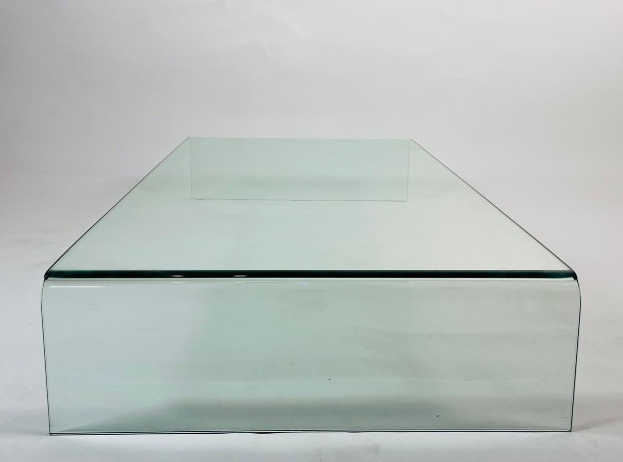 Modern Waterfall Coffee Table in Solid Glass For Sale