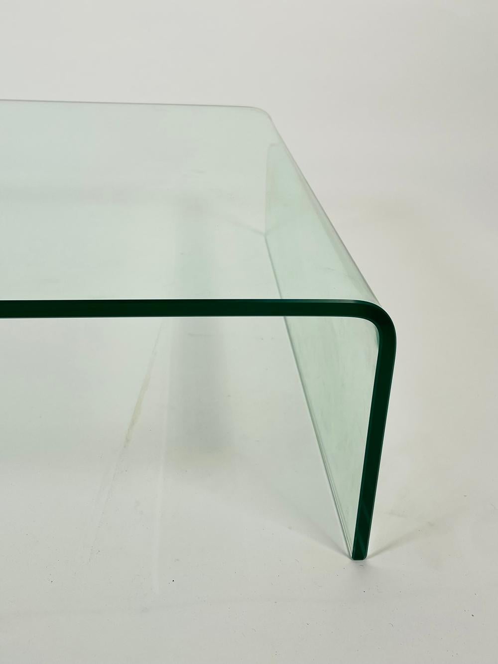 Late 20th Century Waterfall Coffee Table in Solid Glass For Sale