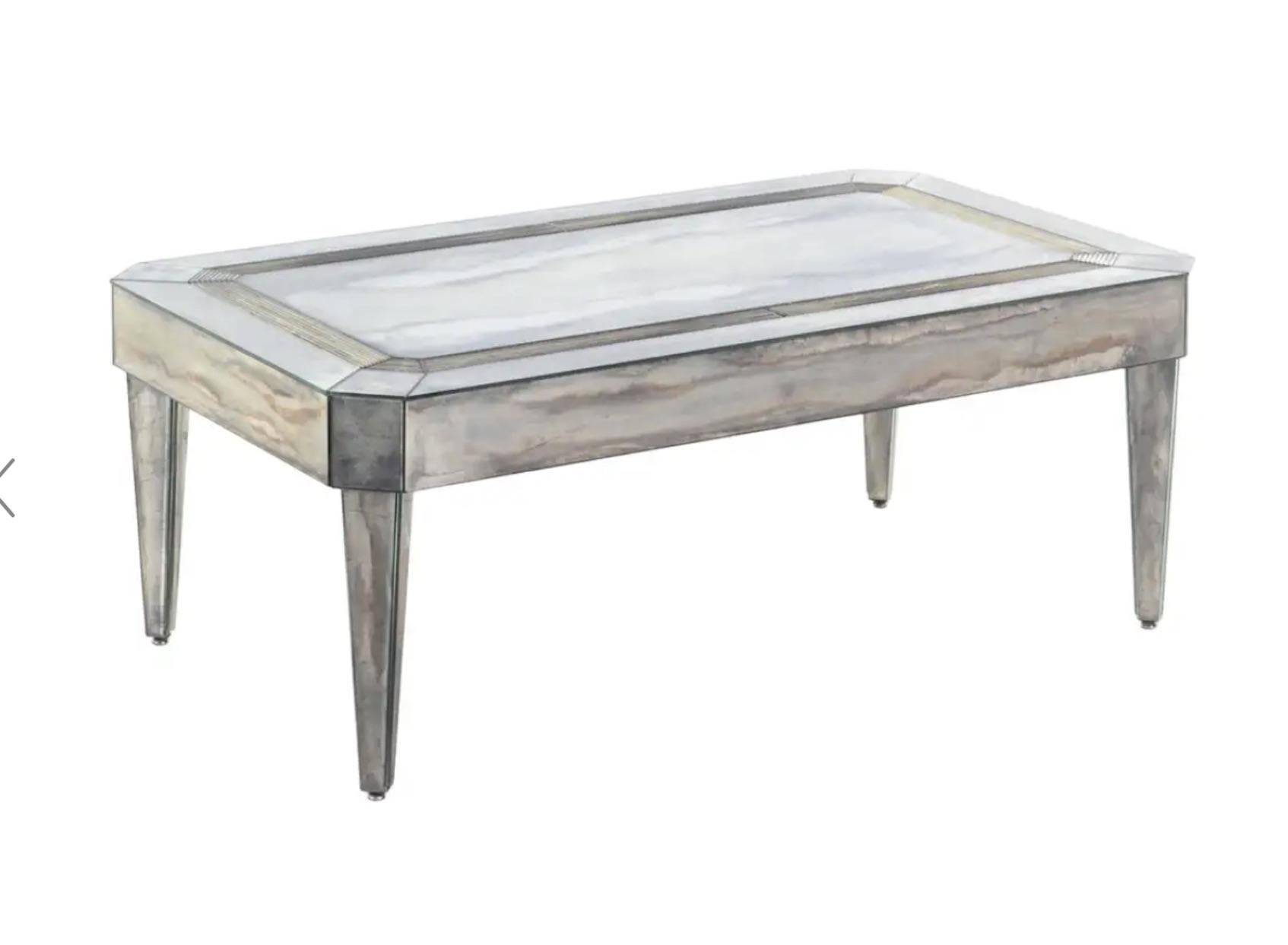 Waterfall Coffee Table with Silver Leaf Finish 1