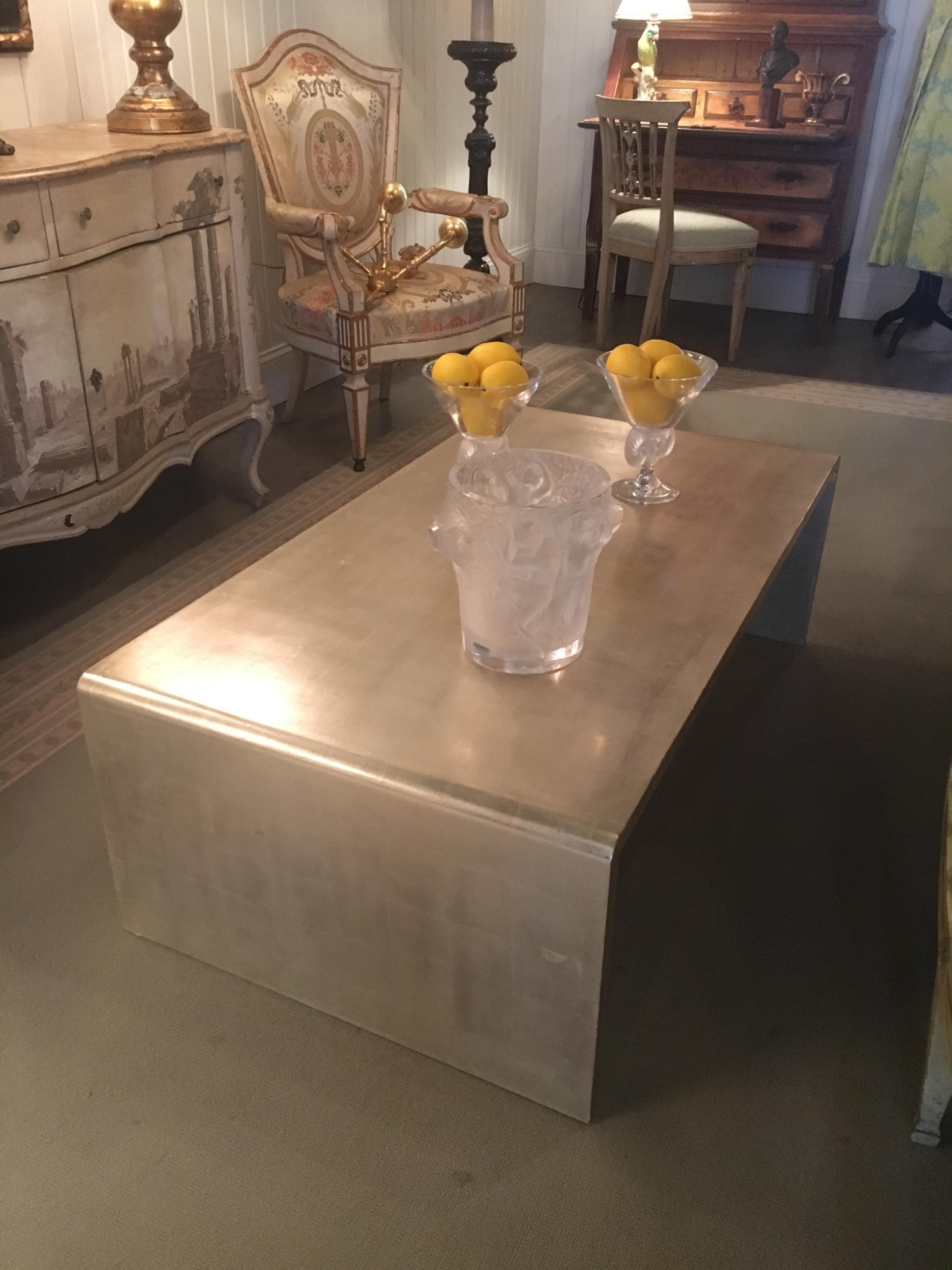 20th Century Waterfall Coffee Table with Silver Leaf Finish