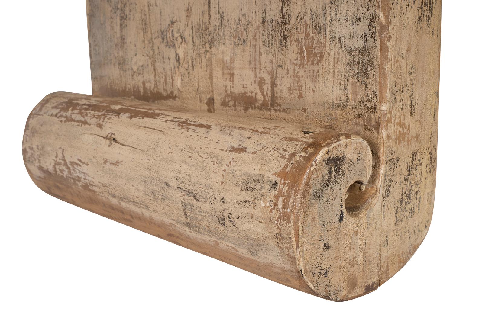 Wood Waterfall Console with Curved Feet in Original Paint Patina For Sale