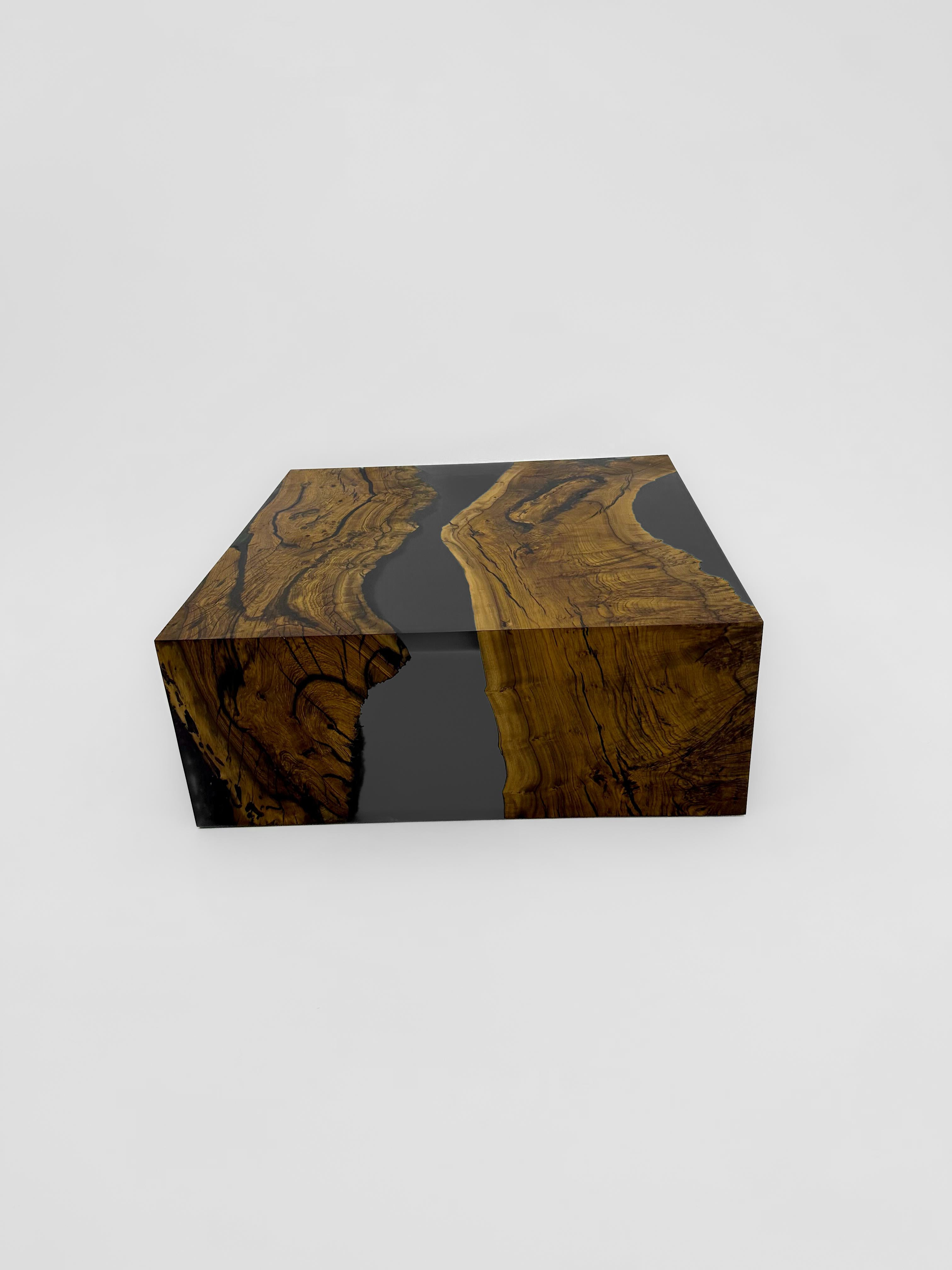 black walnut epoxy coffee table