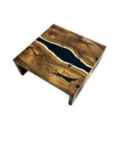 Waterfall Design Wood Epoxy Resin Table - 200 Years Hackberry Wood Coffee Table