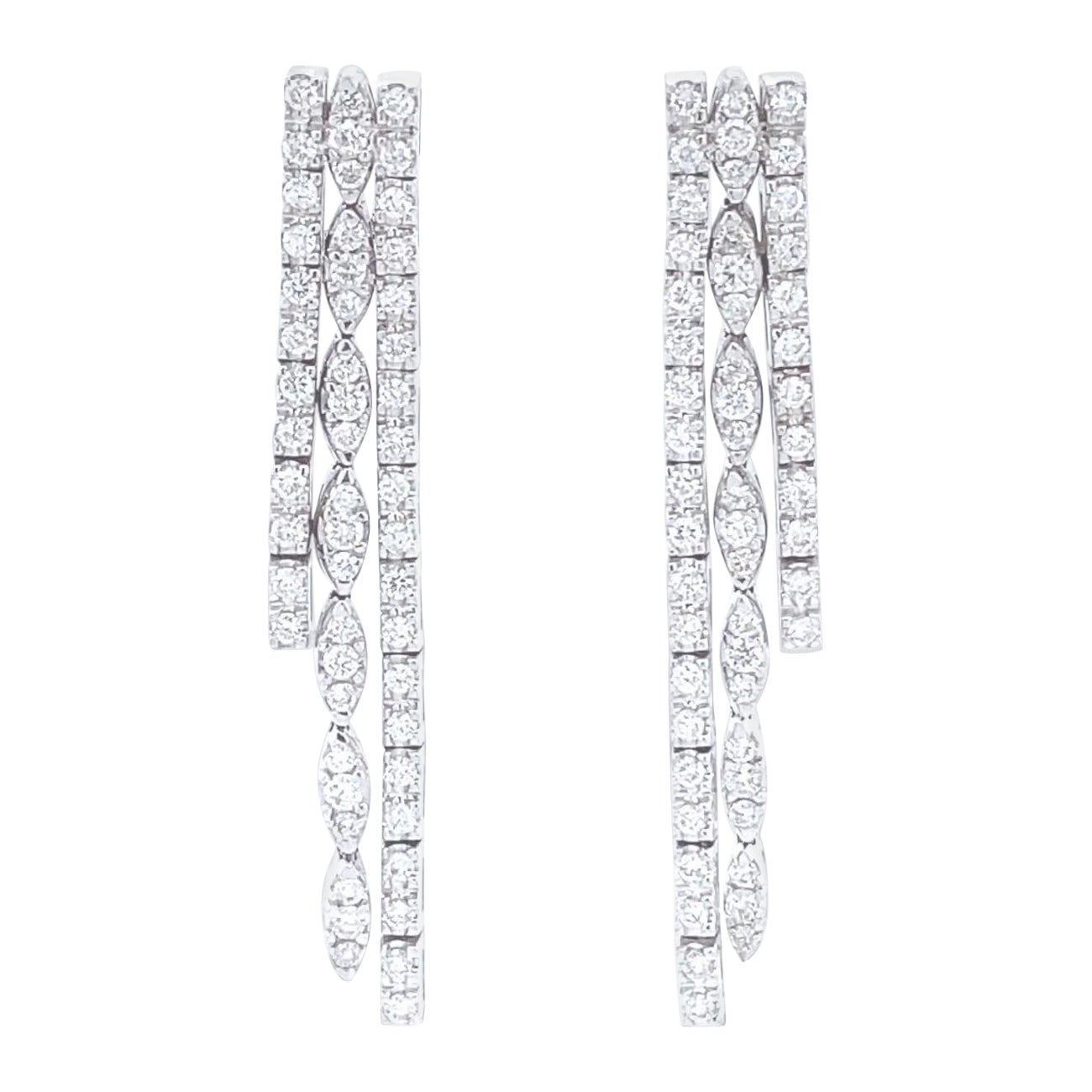 Wasserfall-Diamant-Baumel-Ohrringe aus 14 Karat massivem Gold (zertifiziert)