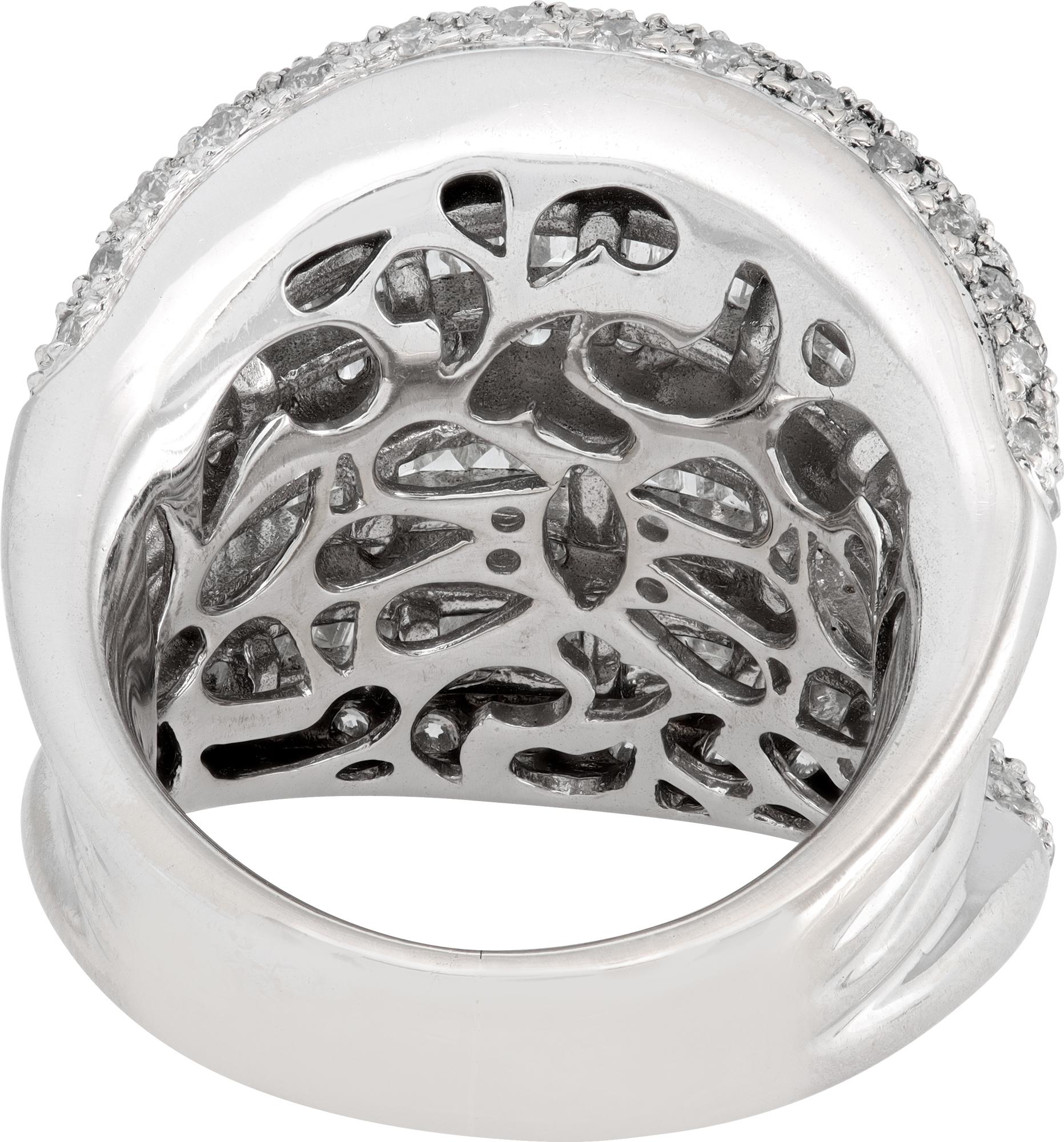 Women's Waterfall Diamond White Gold Ring For Sale
