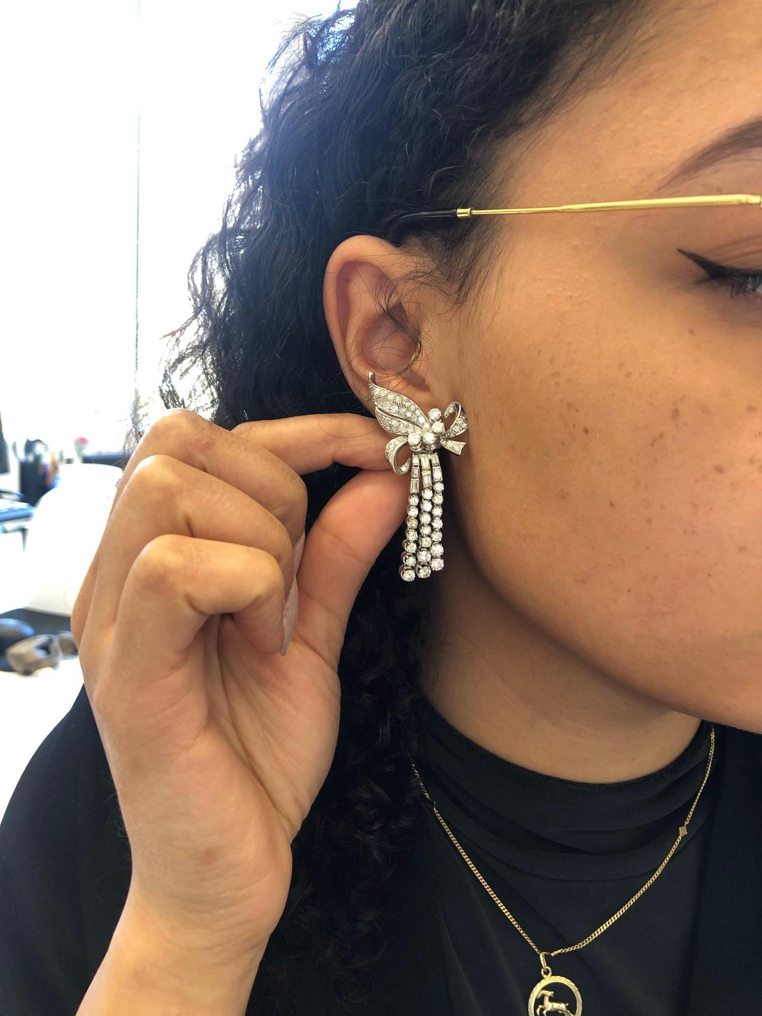 'Waterfall' Earrings with Diamonds in Platinum 4