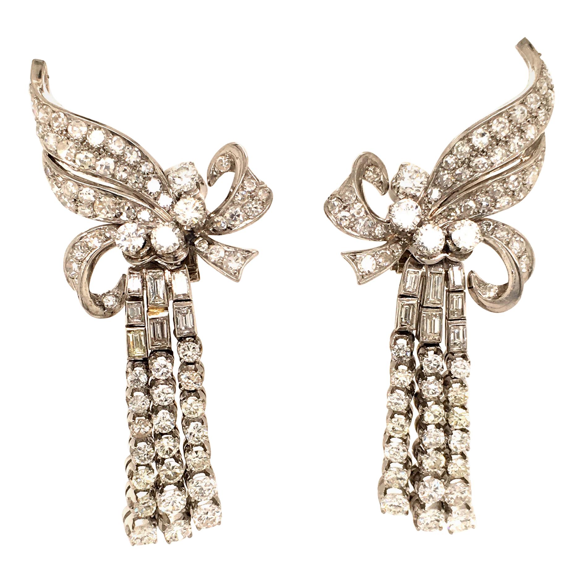 'Waterfall' Earrings with Diamonds in Platinum