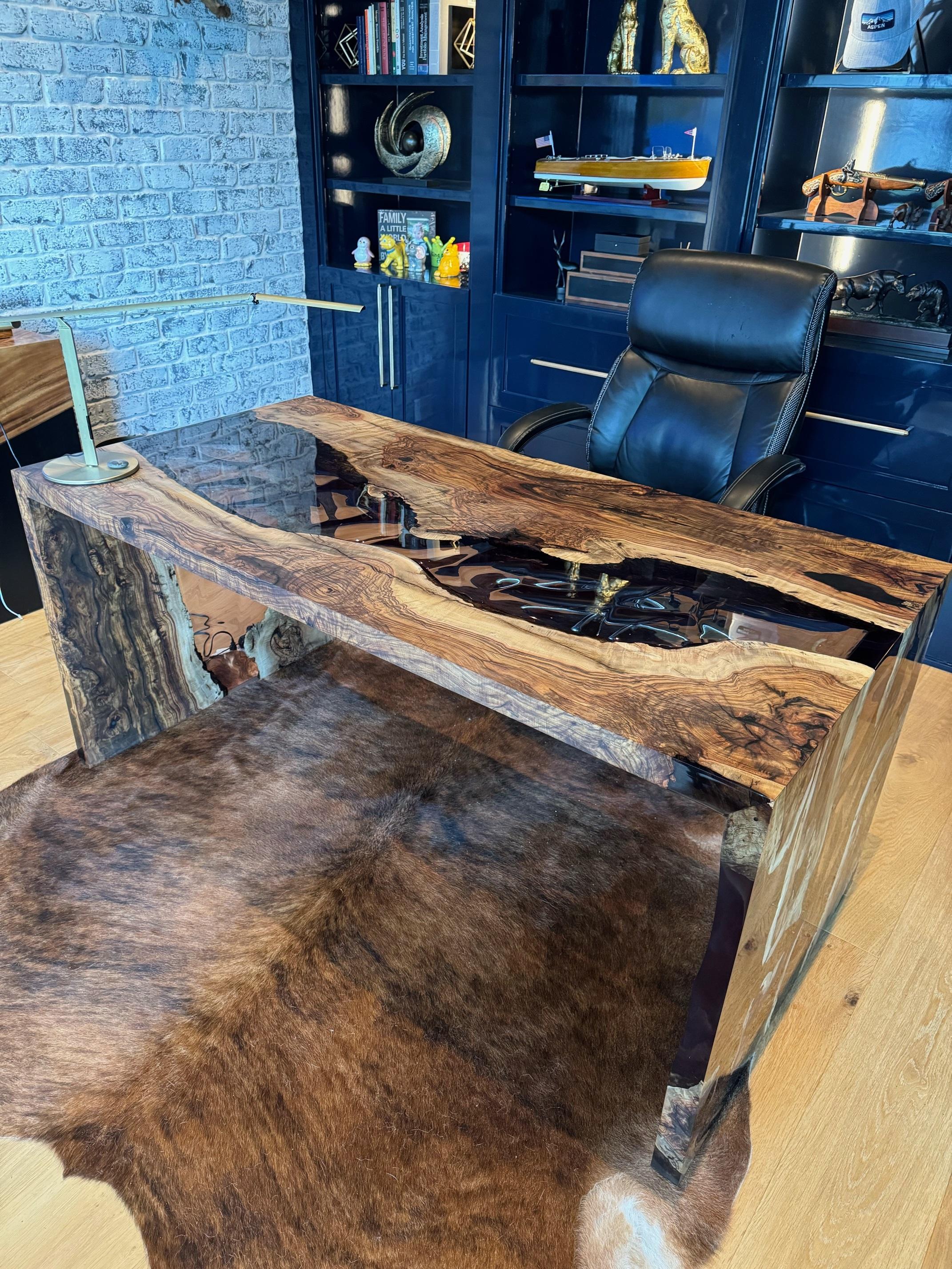 Turkish Waterfall Epoxy Resin Dining Table - Custom Epoxy Desk - Office Furniture For Sale