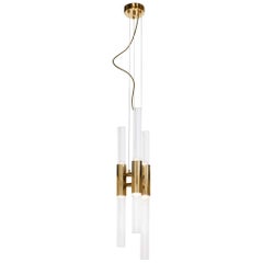 Waterfall Extra Large Pendant in Brass and Glass