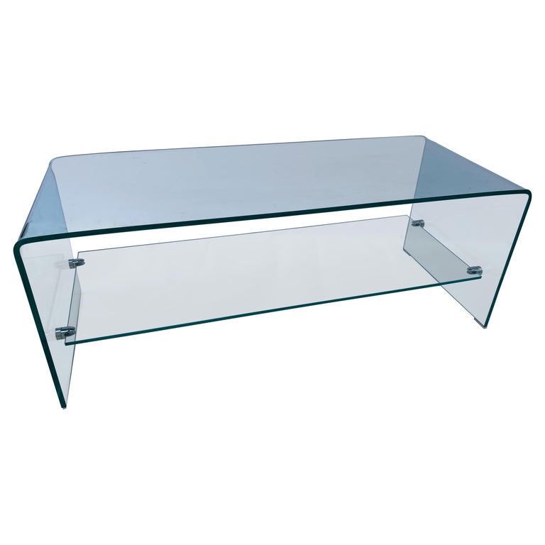 Waterfall Glass 2 Tier Coffee Table at 1stDibs
